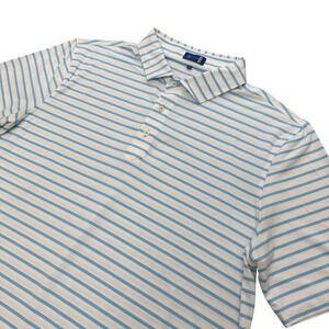 Stitch Golf Polo Shirt Mens Large Blue White Striped Performance Stretch